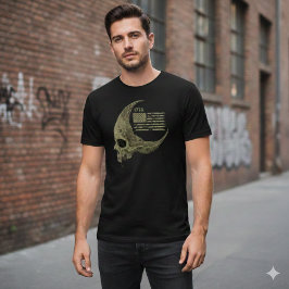 Camiseta Crânio Lua Crescente Bandeira Americana 1