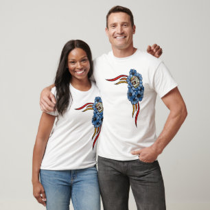 Camiseta Crânio na cama de diâmetro azul de los muertos