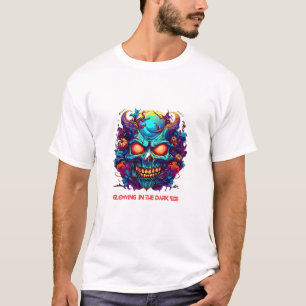Camiseta "Crânio Neon Escuro – design de Halloween "