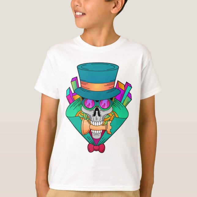 Camiseta Crânio no xadrez com torta de xadrez (Frente)