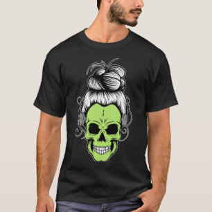 Camiseta Crânio para Mulheres Cabelo Arroado Misturado G