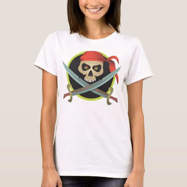 Camiseta Crânio Pirata com Espadas Cruzadas (Frente)