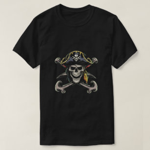 Camiseta Crânio Pirata com grão assustador