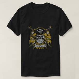 Camiseta Crânio Pirata com Grin assustador / Madeira de Shi