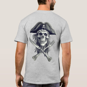 Camiseta Crânio Pirata com Utensílios para Buffet Buccaneer