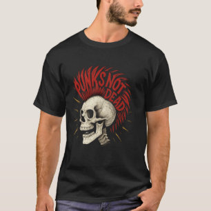 Camiseta Crânio Punk com Cabelo Vermelho em Estilo Rock Gru