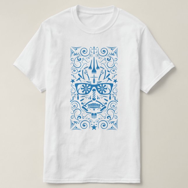 Camiseta crânio punk de barbearia (Frente do Design)