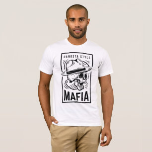 Camiseta Crânio Retro Máfia - Estilo Gangsta T-Shirt