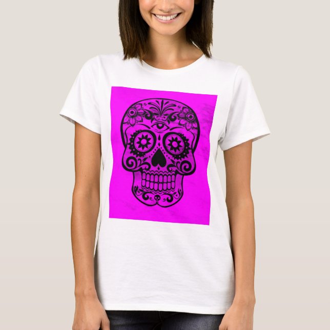 Camiseta Crânio, rosa 04 (Frente)