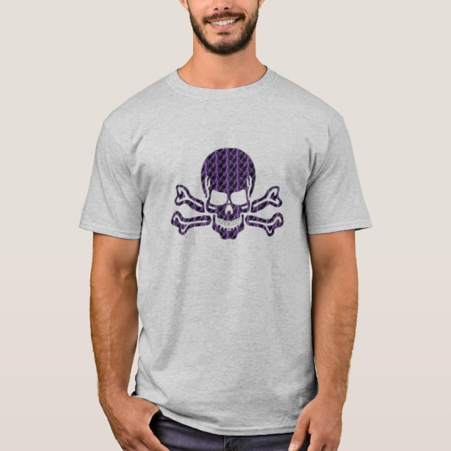 Camiseta crânio roxo e crossbones do relâmpago (Frente)