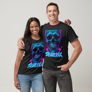 Camiseta Crânio sem rosto Neon Cyberpunk Streetwear Desig