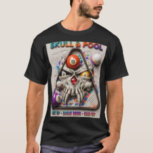 Camiseta Crânio & Sinuca — Faça a Pontuação, Desmanche e Em