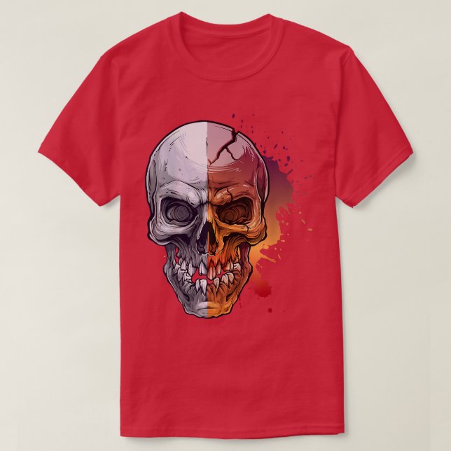 Camiseta Crânio velho com crack Skeleton T-Shirt (Frente do Design)