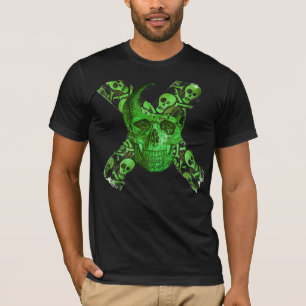 Camiseta Crânio Verde - Engraçado Crânio 3 T-shirt
