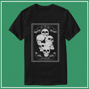 Camiseta Crânios com Estandartes e Texto Personalizável Pre