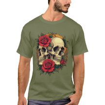 Crânios com Rosas Vermelhas