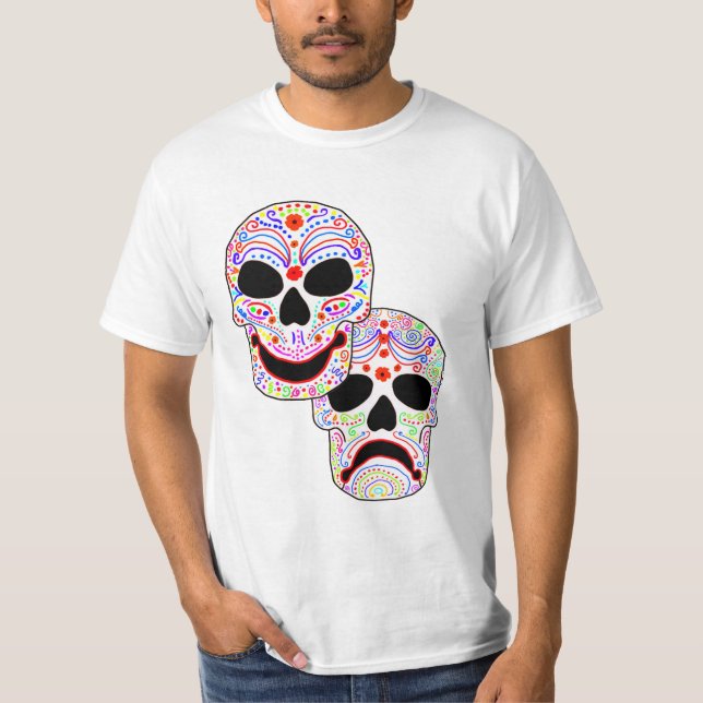 Camiseta Crânios da Comédia-Tragédia do Dia das Bruxas DOTD (Frente)