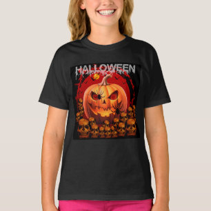 CAMISETA CRÂNIOS DE ABÓBORA ESQUELETO HALLOWEEN