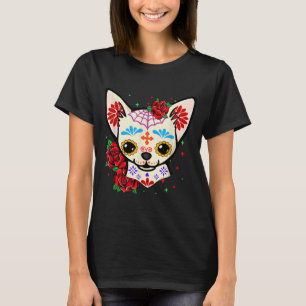 Camiseta Crânios de Chihuahua Dia dos Mortos Crânio de Açúc