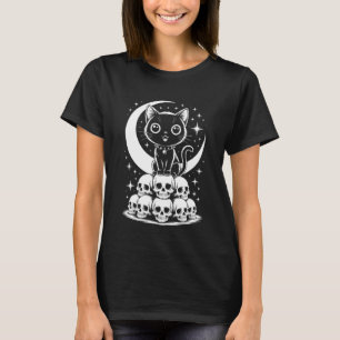 Camiseta Crânios de Gatos Sinistro Fofo Gatinhos Gótico Pre