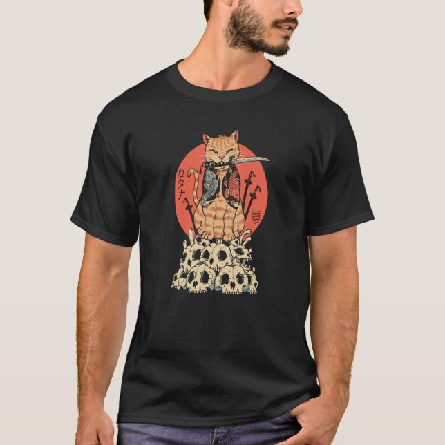 Camiseta Crânios de Guerreiro de Gato (Frente)