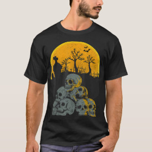 Camiseta Crânios de Halloween Cabeças de Esqueleto Lua Fant