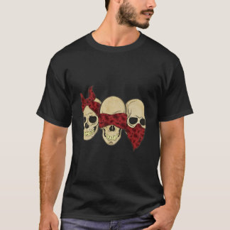 Camiseta Crânios de Ouvir Ver Falar Nenhum Mal