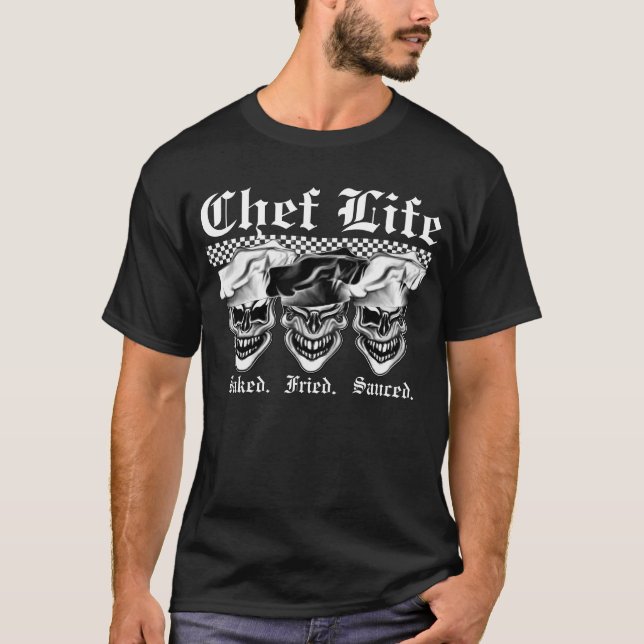 Camiseta Crânios de riso do cozinheiro chefe (Frente)
