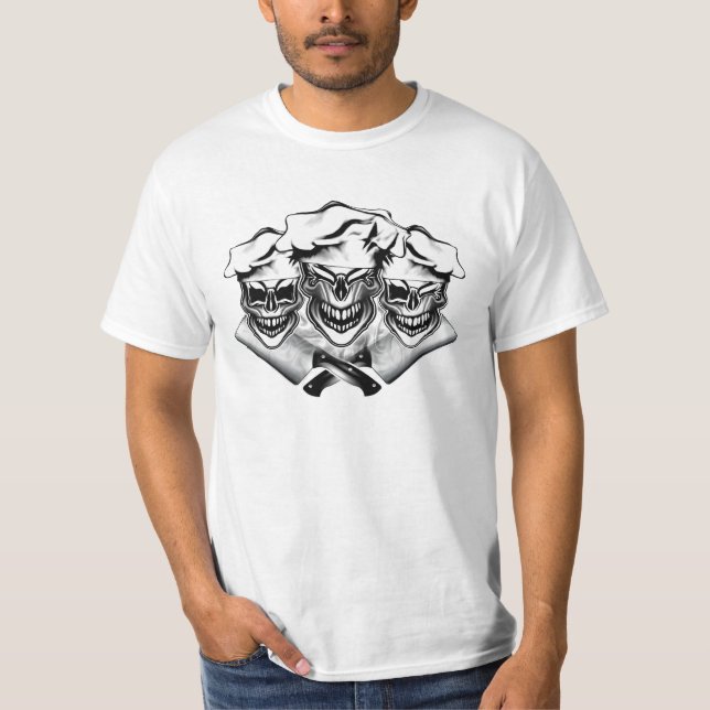 Camiseta Crânios de riso do cozinheiro chefe (Frente)