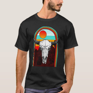 Camiseta Crânios de Vaca Hippie Asteca Fã de Vaca Animal de