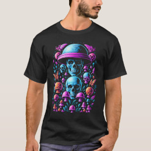 Camiseta Crânios do Cogumelo Fairycore Estico Vaporwave esc