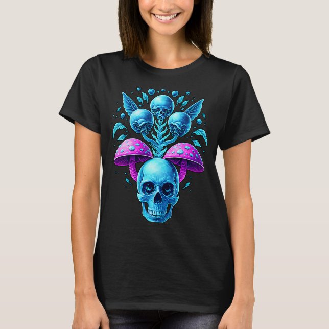 Camiseta Crânios do Cogumelo Fairycore Estico Vaporwave esc (Frente)