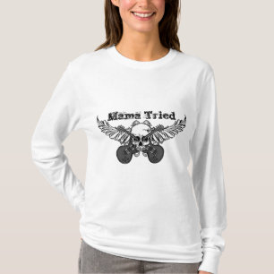 Camiseta Crânios e guitarra do "t-shirt Mama Tentativa"