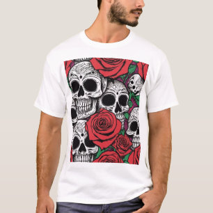 Camiseta Crânios e Rosas