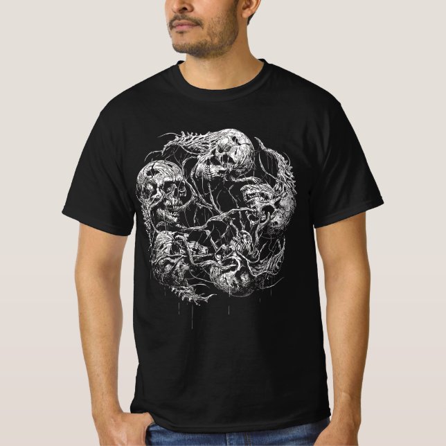 Camiseta Crânios Etéreos Entrelaçados em Vinhas (Frente)