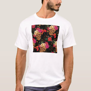 Camiseta crânios florais