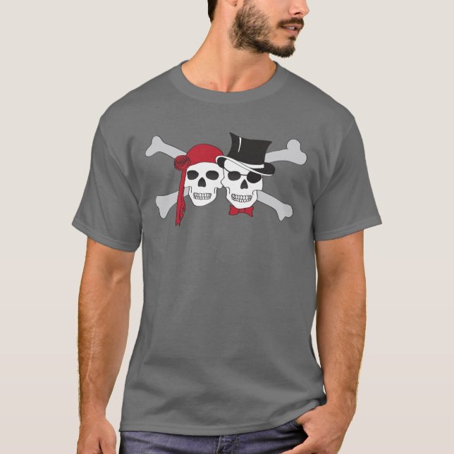 Camiseta crânios piratas e bósforos (Frente)