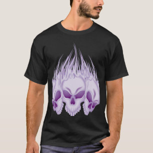 Camiseta Crânios roxos flamejantes