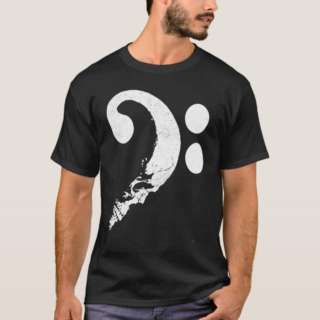 Camiseta Cranium in Shape of Bass Clef Bassist Guitarist Mu (Frente)