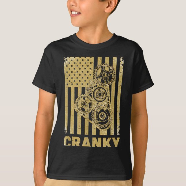 Camiseta Cranky Car Engine Crankshaft Lover Mechanics Fathe (Frente)