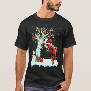 Camiseta Crappie Peixe Árvore de Natal Iluminação Chapéu de
