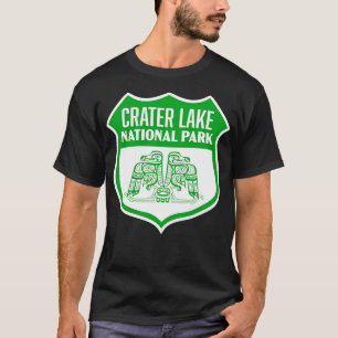 Camiseta Crater Lake National Park Retro Bird Shield Green