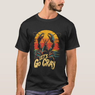 Camiseta Crawfish Boil Party Go Cray Retro Sunset Caj