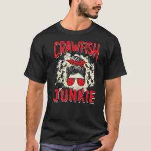 Camiseta Crawfish Branqueado Junkie Women Messy Bun Crawfis