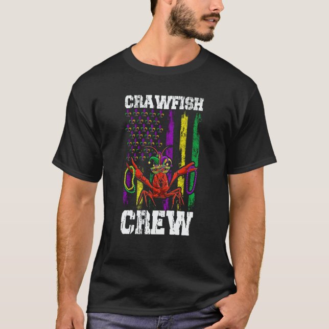 Camiseta Crawfish Crew Beads Mardi Gras Flag Dab Kids Toddl (Frente)