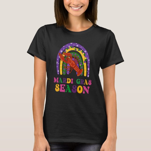 Camiseta Crawfish Mardi Gras Season Lobster Rainbow Mardi G (Frente)