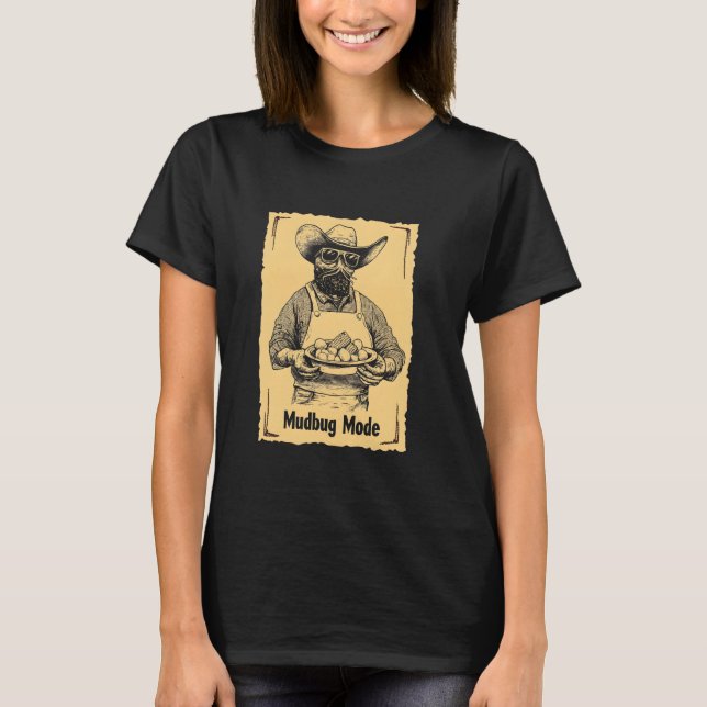 Camiseta Crawfish Mudbug Mode Vintage Western Cajun Comida  (Frente)