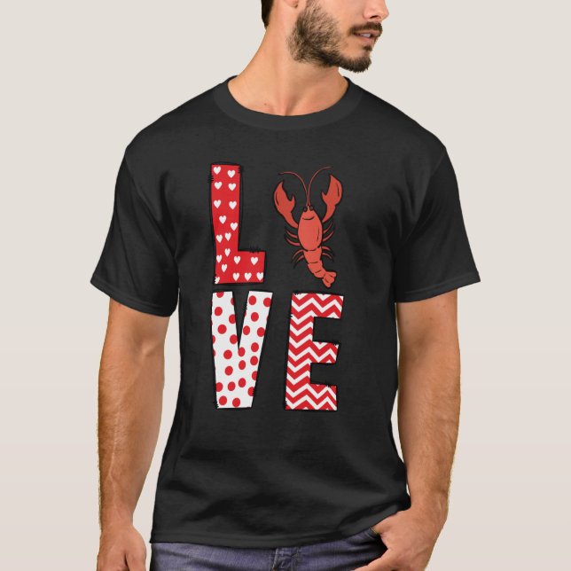Camiseta Crawfish Valentines Day Love Valentine Cute Hearts (Frente)