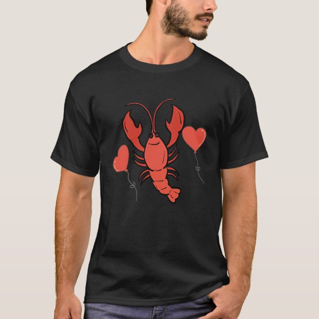 Camiseta Crawfish With Heart Balloon Valentines Day Love Bo (Frente)