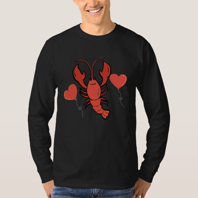 Camiseta Crawfish With Heart Balloon Valentines Day Love Bo (Frente)